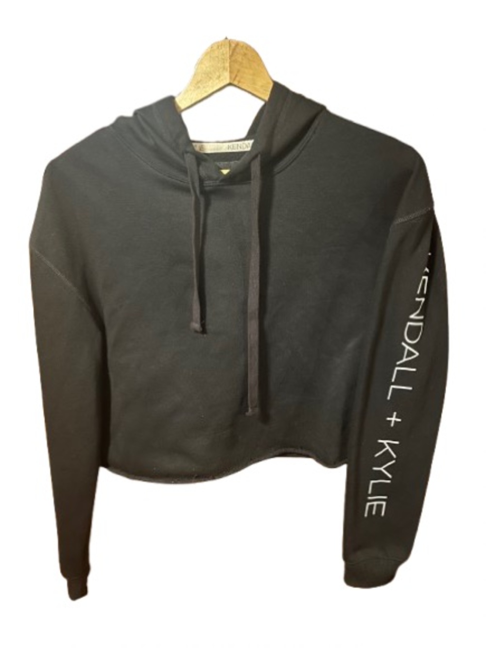 Kendall & Kylie Black Cropped Hooded Sweatshirt Size Small